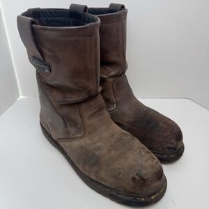 Dr Martens Steel Toe Work Boots Vintage Industrial Brown Leather Size 12